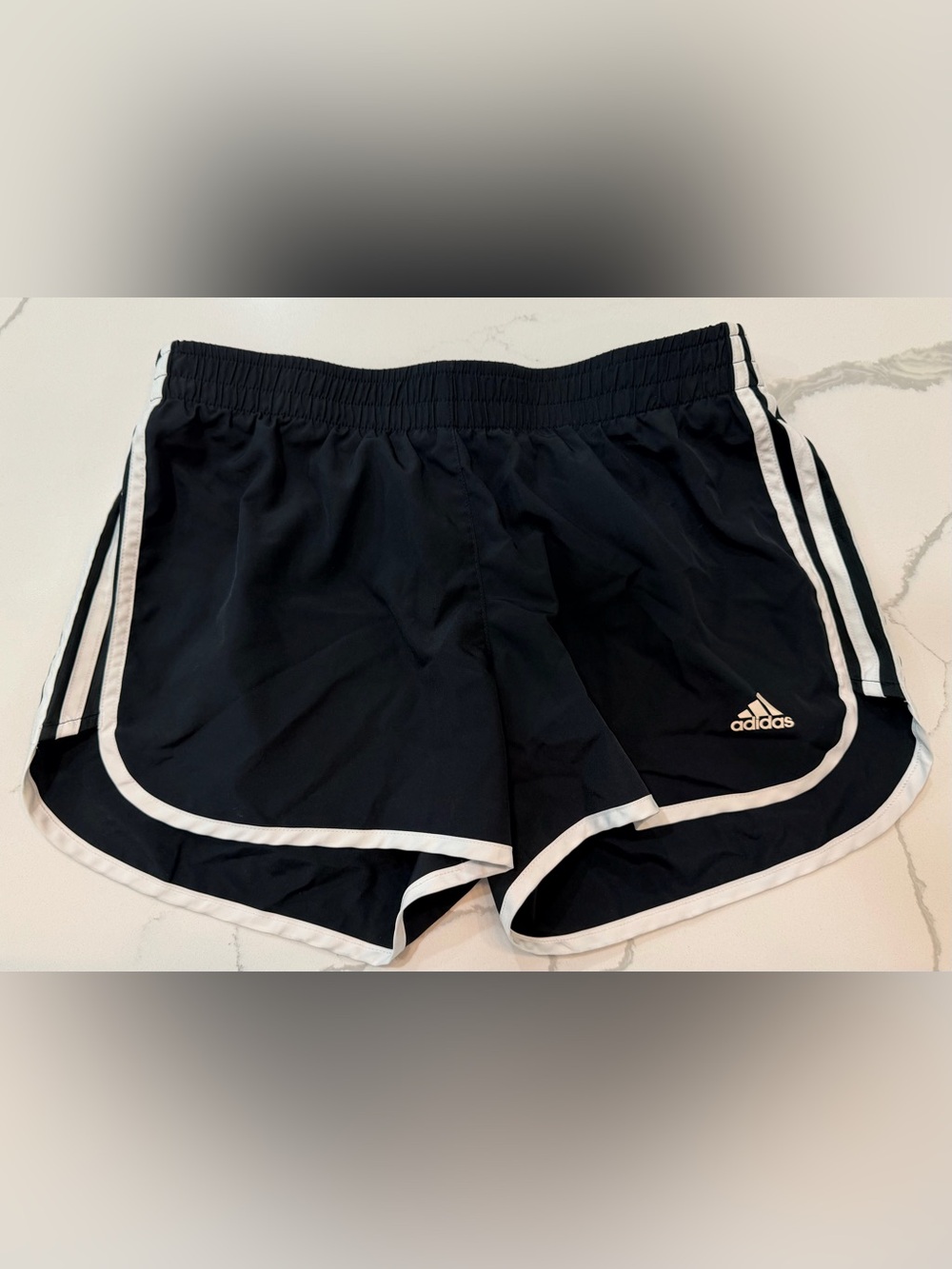 adidas Black Athletic Shorts with White Piping